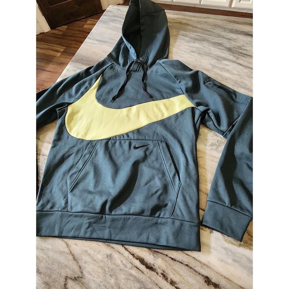NWT Nike Therma-FIT Training Hoodie Mens Small Teal Volt Big Swoosh NEW